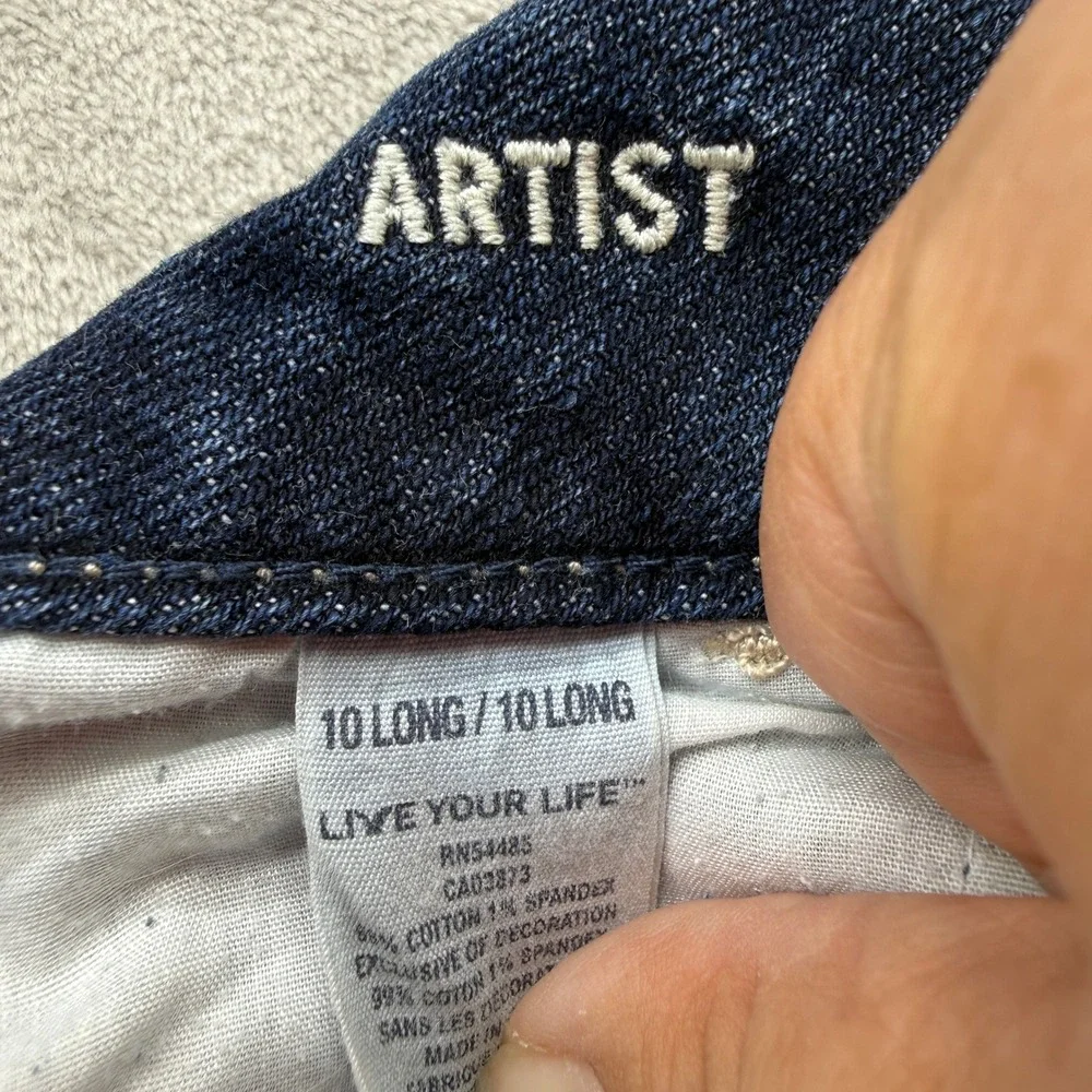 American Eagle Artist Flare Jeans Womens 10 Long Dark ash Denim Boho Retro Y2K